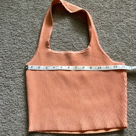 Gianni Bini Peach Ribbed Halter Top Cropped Women’s Medium - Picture 3 of 7